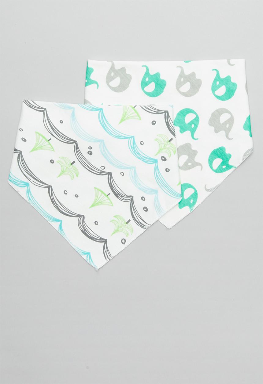 Pop Candy - 2 Pack printed bibs - white & green
