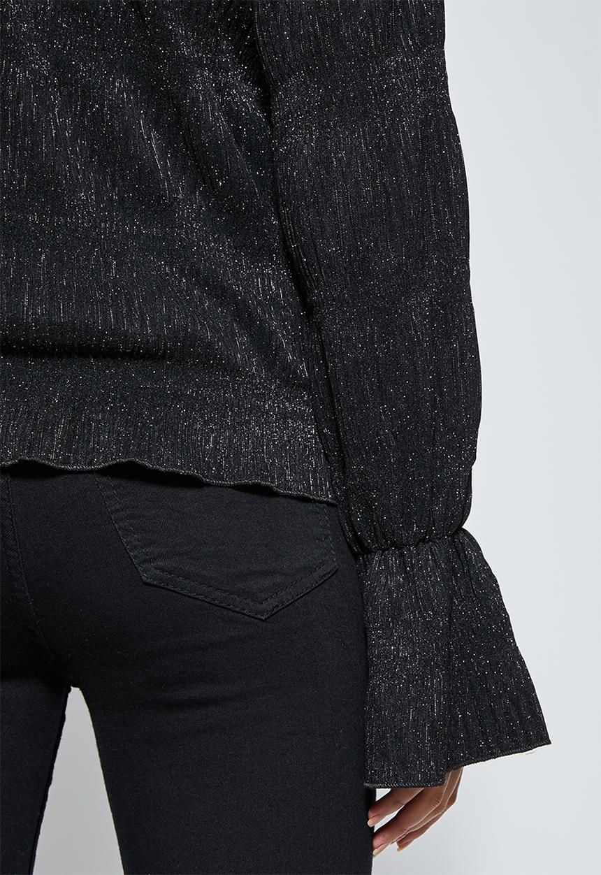 Superbalist - Plisse chiffon blouse - black
