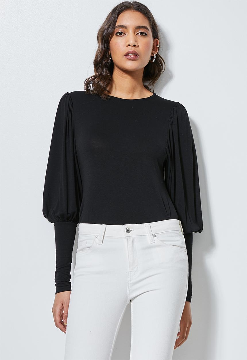 Superbalist - Pull sleeve top with cuff - black