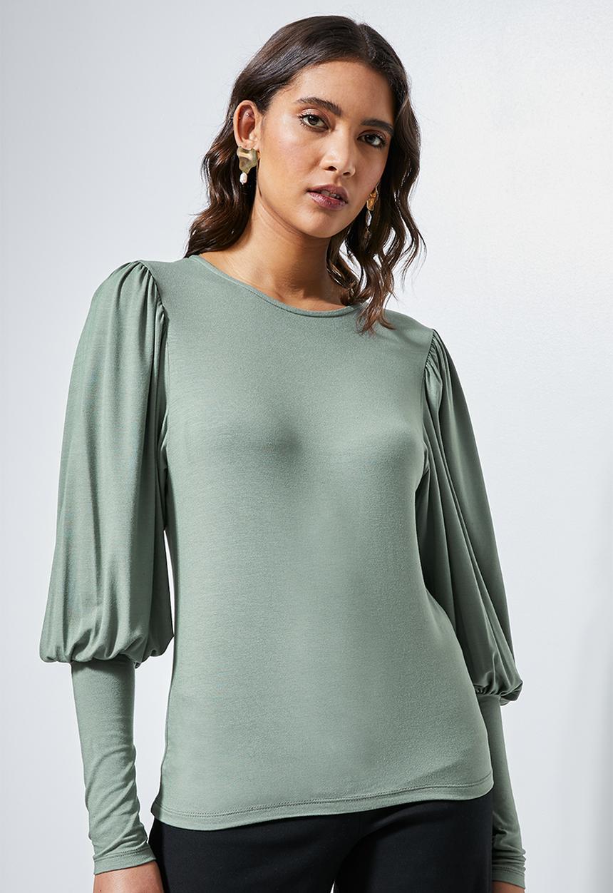 Superbalist - Pull sleeve top with cuff - green