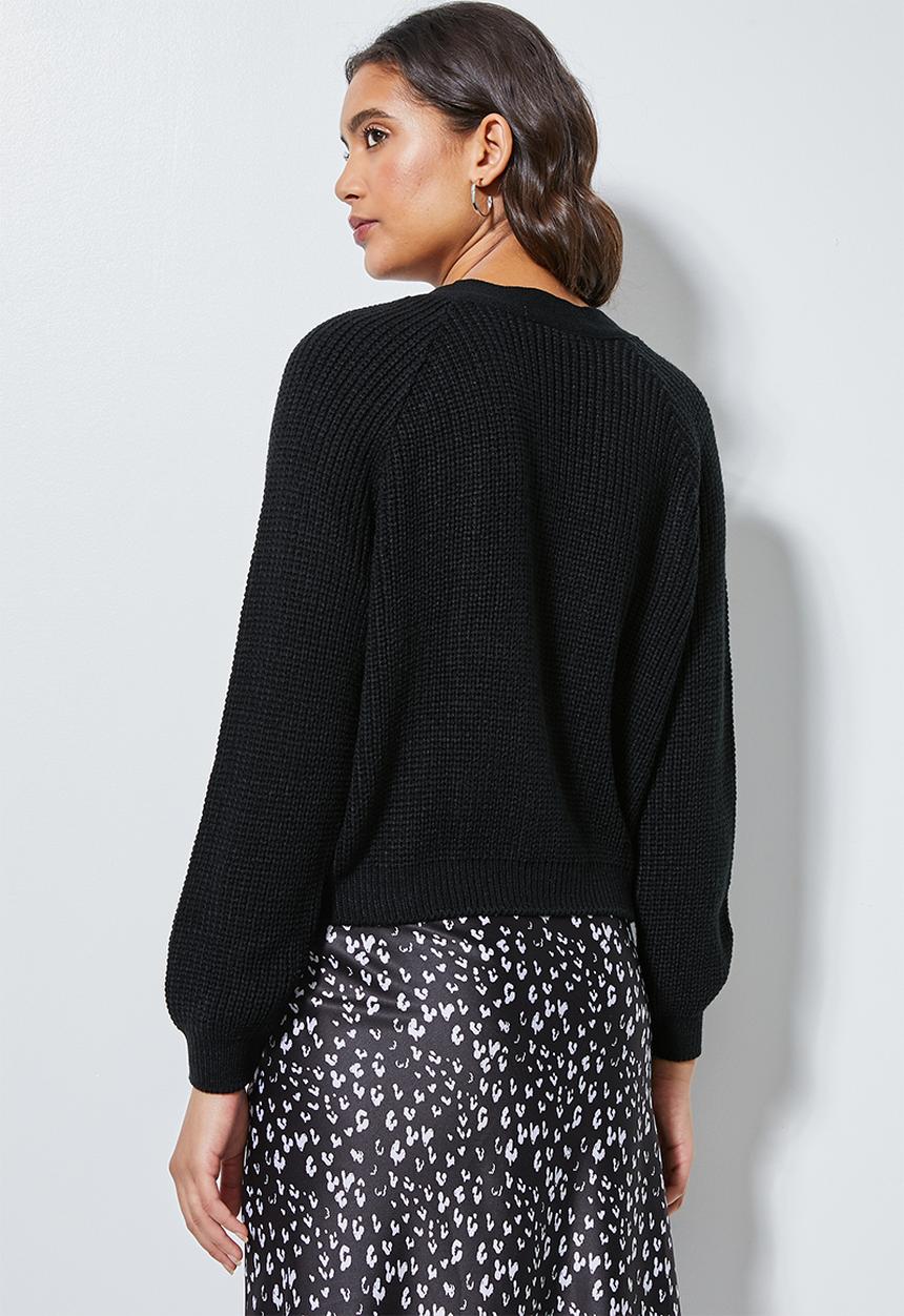 Superbalist - Knit crop cardigan - black