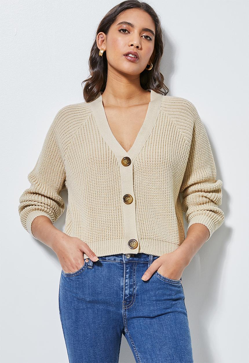 Superbalist - Knit crop cardigan - beige 