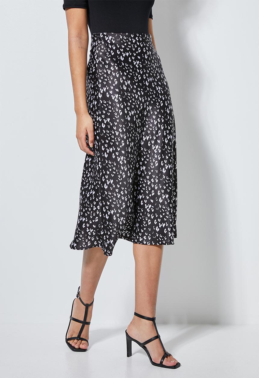 Superbalist - Bias midi slip skirt - black & white 
