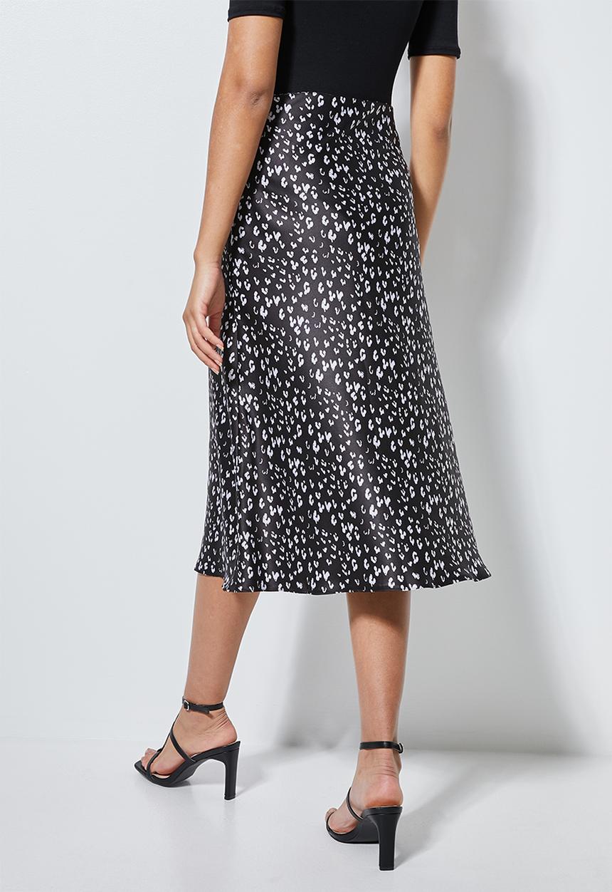 Superbalist - Bias midi slip skirt - black & white 
