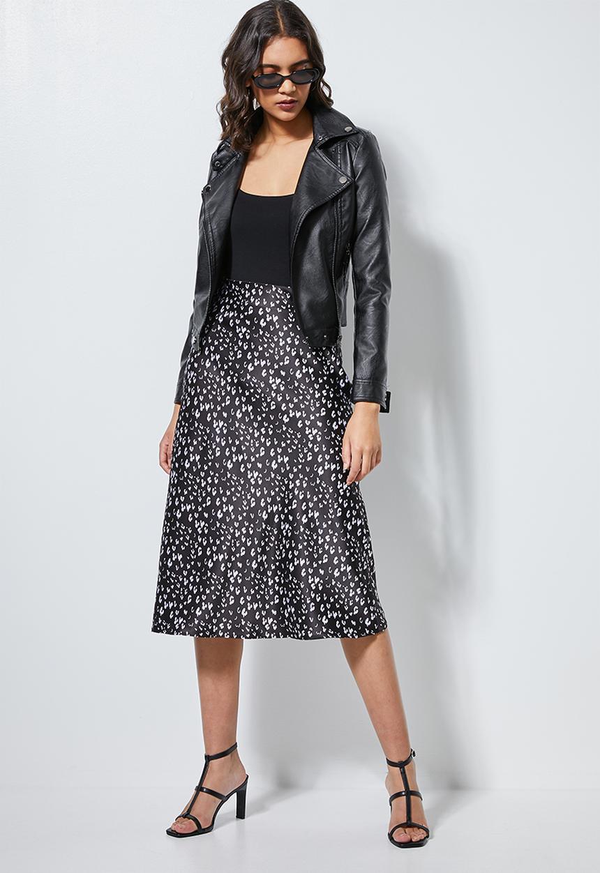 Superbalist - Bias midi slip skirt - black & white 