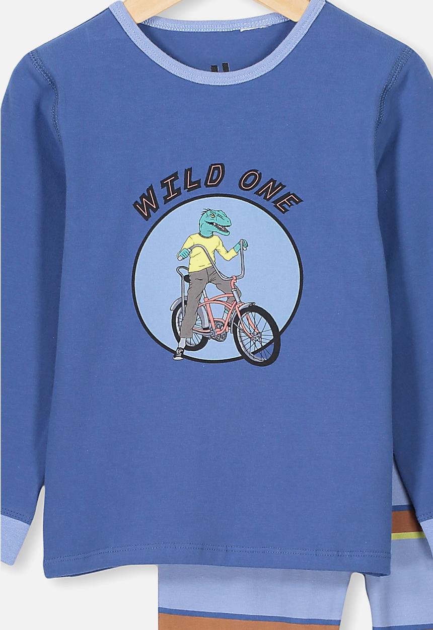 Cotton On - Orlando long sleeve pj set - blue