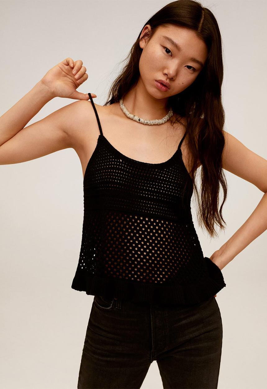 MANGO - Top pale - black