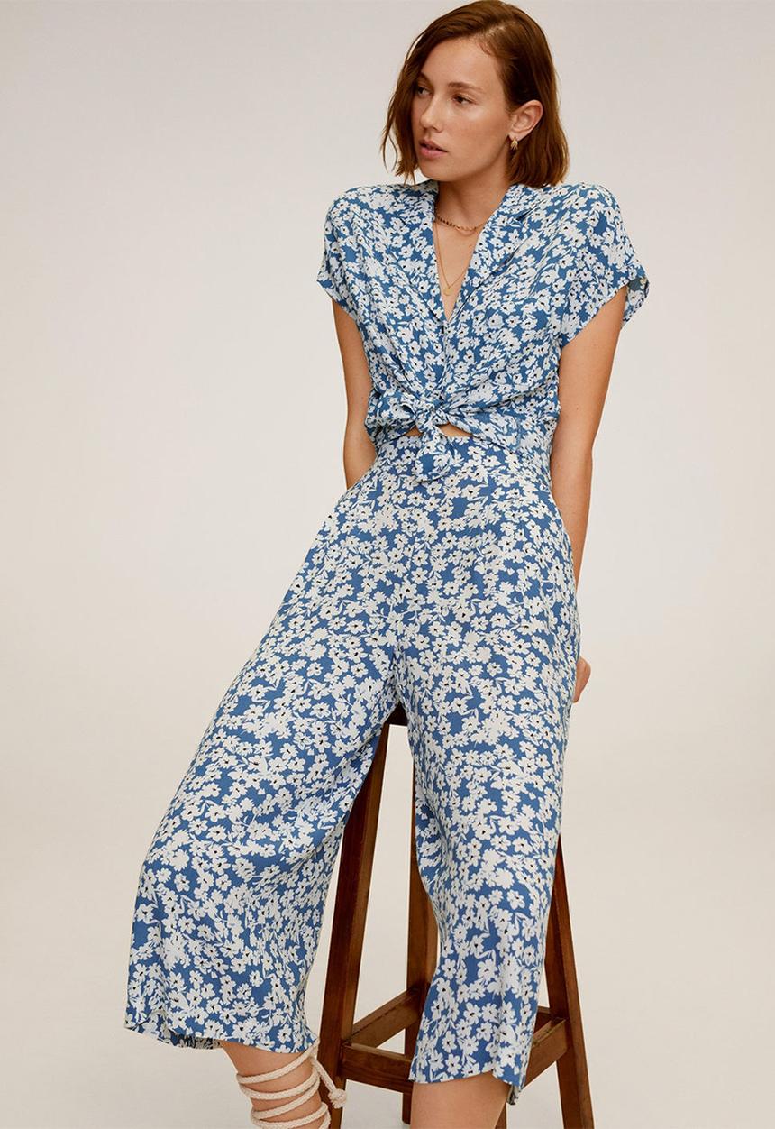 MANGO - Life trousers - blue & white