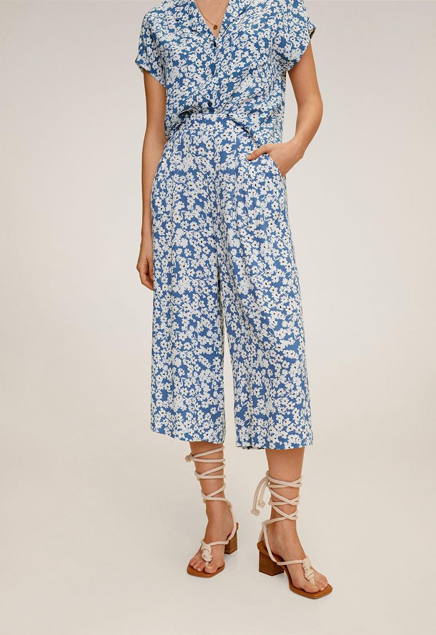 MANGO - Life trousers - blue & white