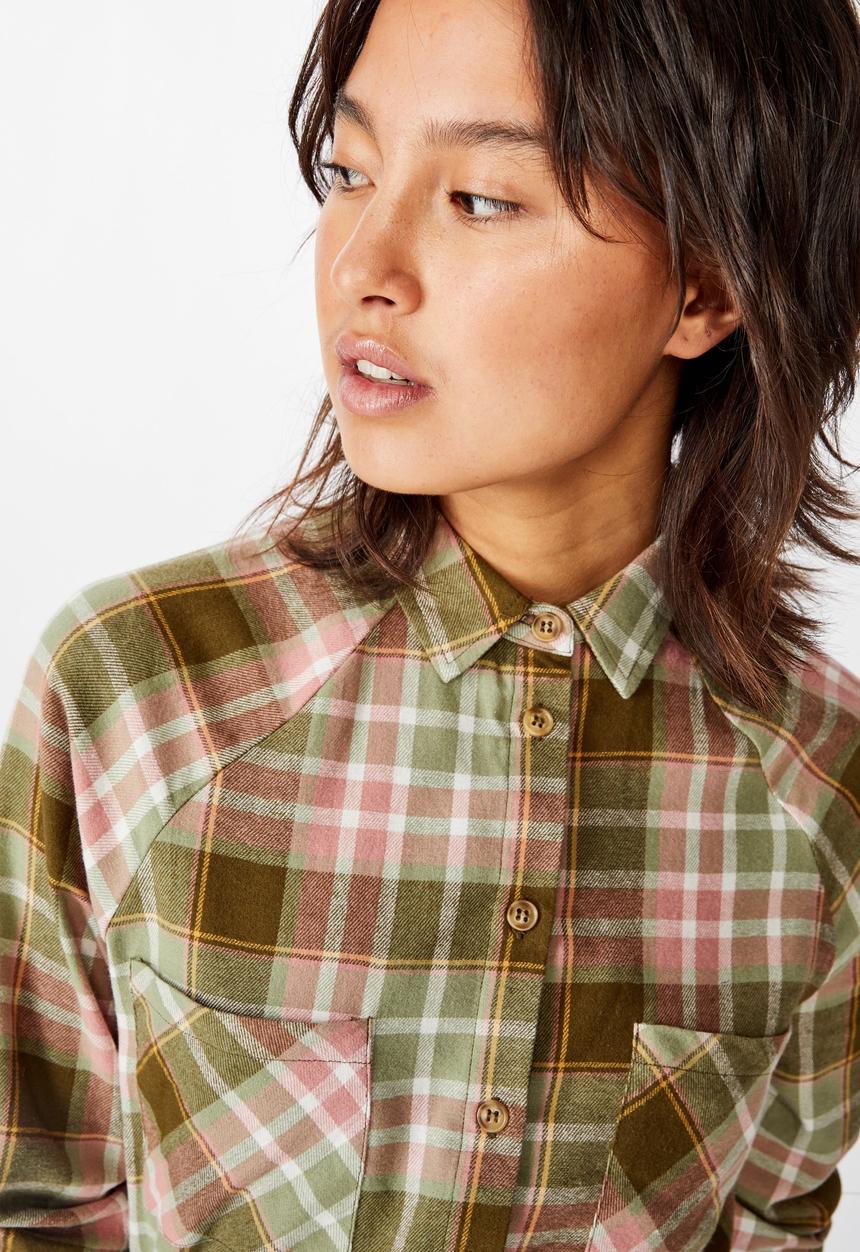 Cotton On - Woven check shirt dress - stacey check dark olive