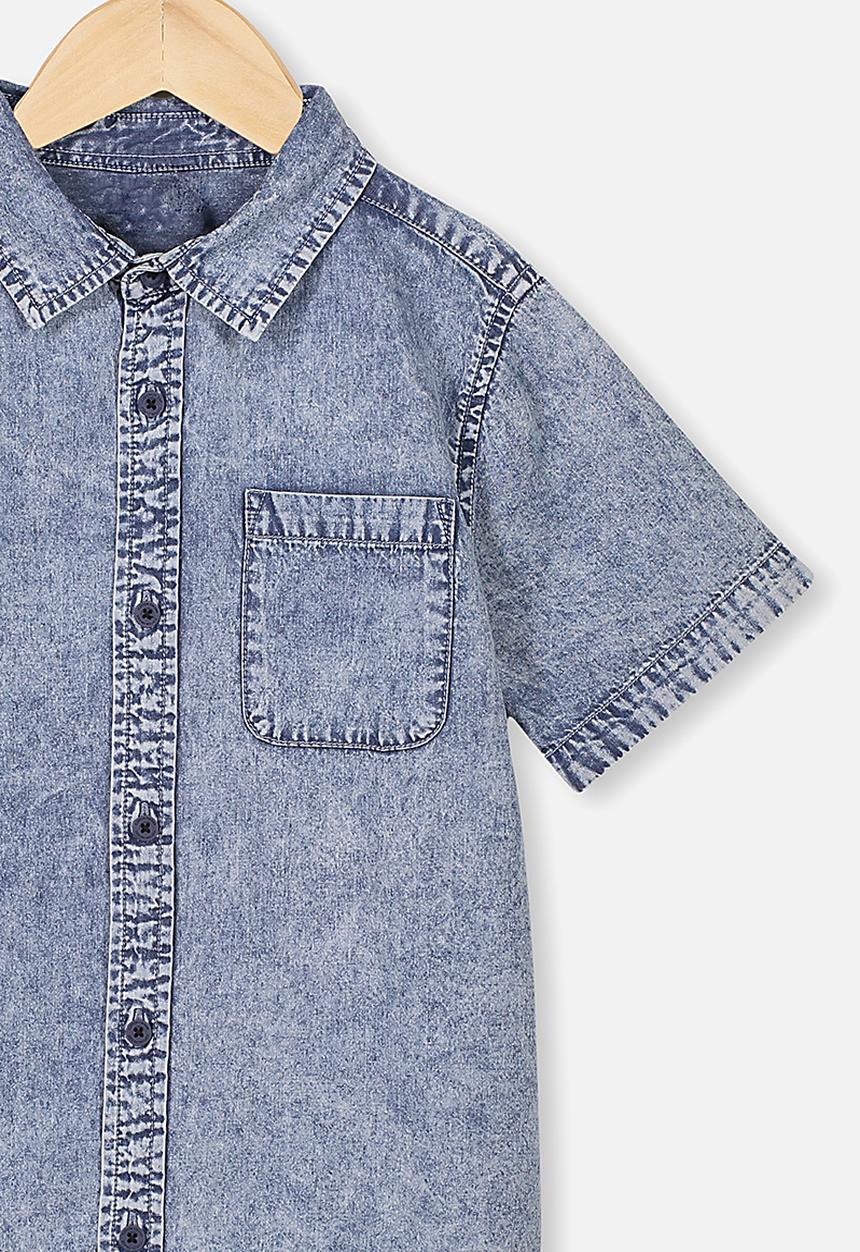 Cotton On - Resort short sleeve shirt - denim wash