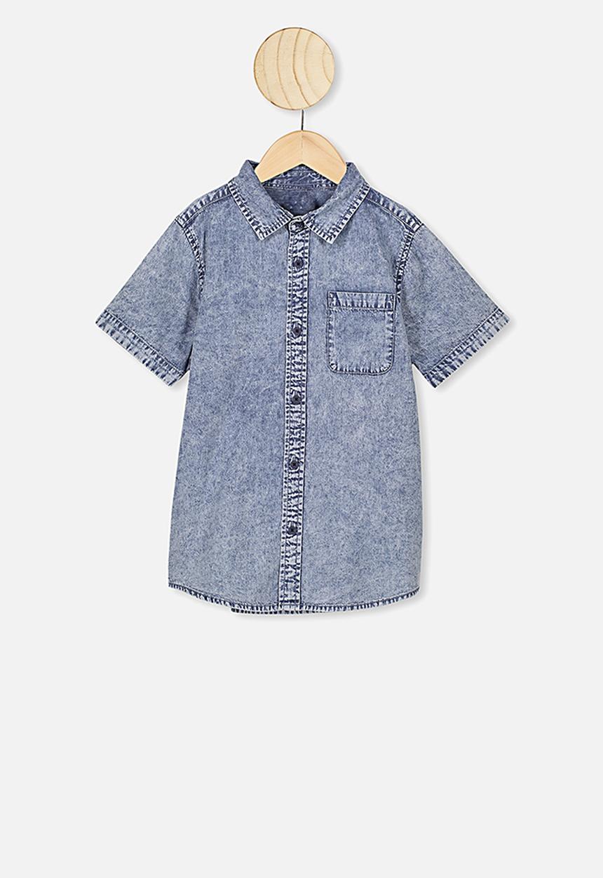 Cotton On - Resort short sleeve shirt - denim wash