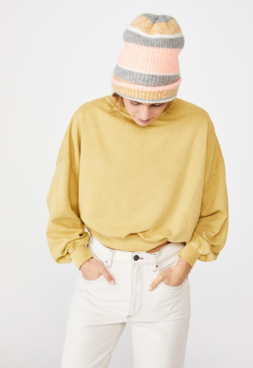 Cotton On - Cleo balloon sleeve crew - new wheat 