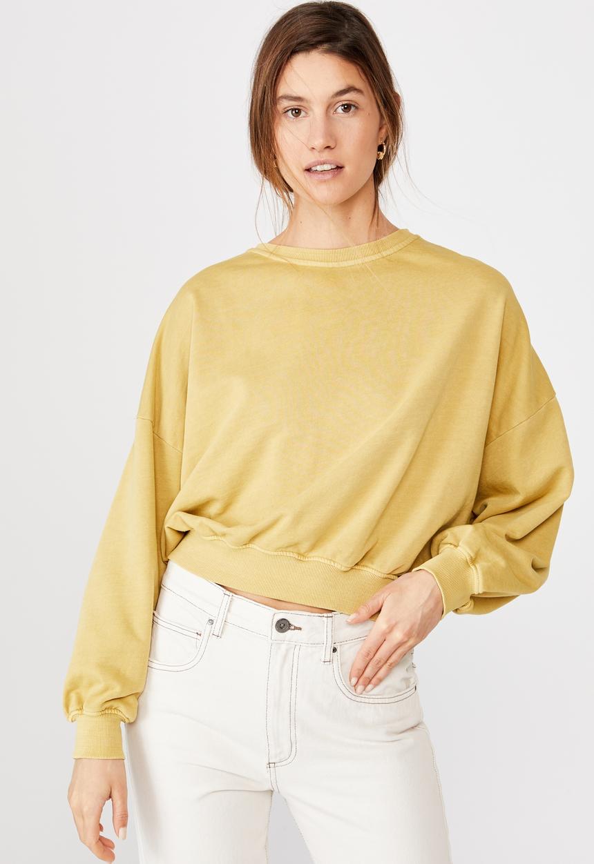 Cotton On - Cleo balloon sleeve crew - new wheat 