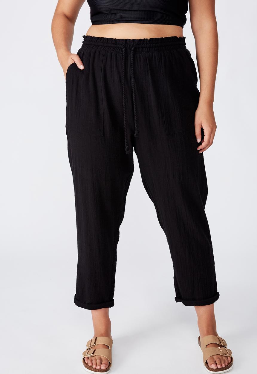Cotton On - Curve beach resort pant - black