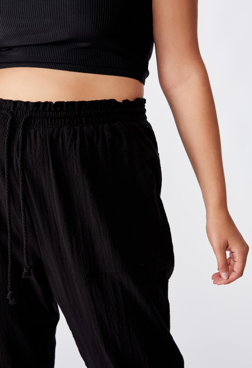 Cotton On - Curve beach resort pant - black