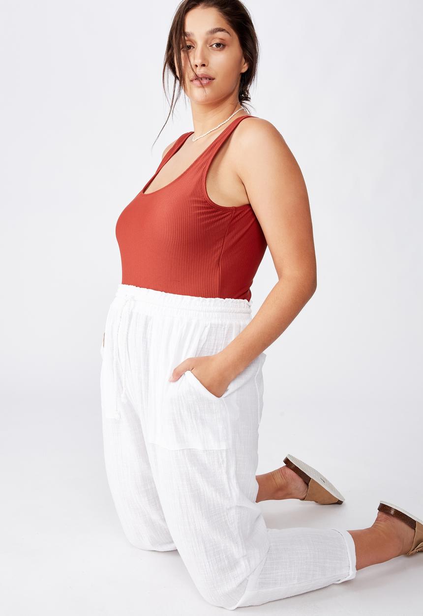 Cotton On - Curve beach resort pant - white