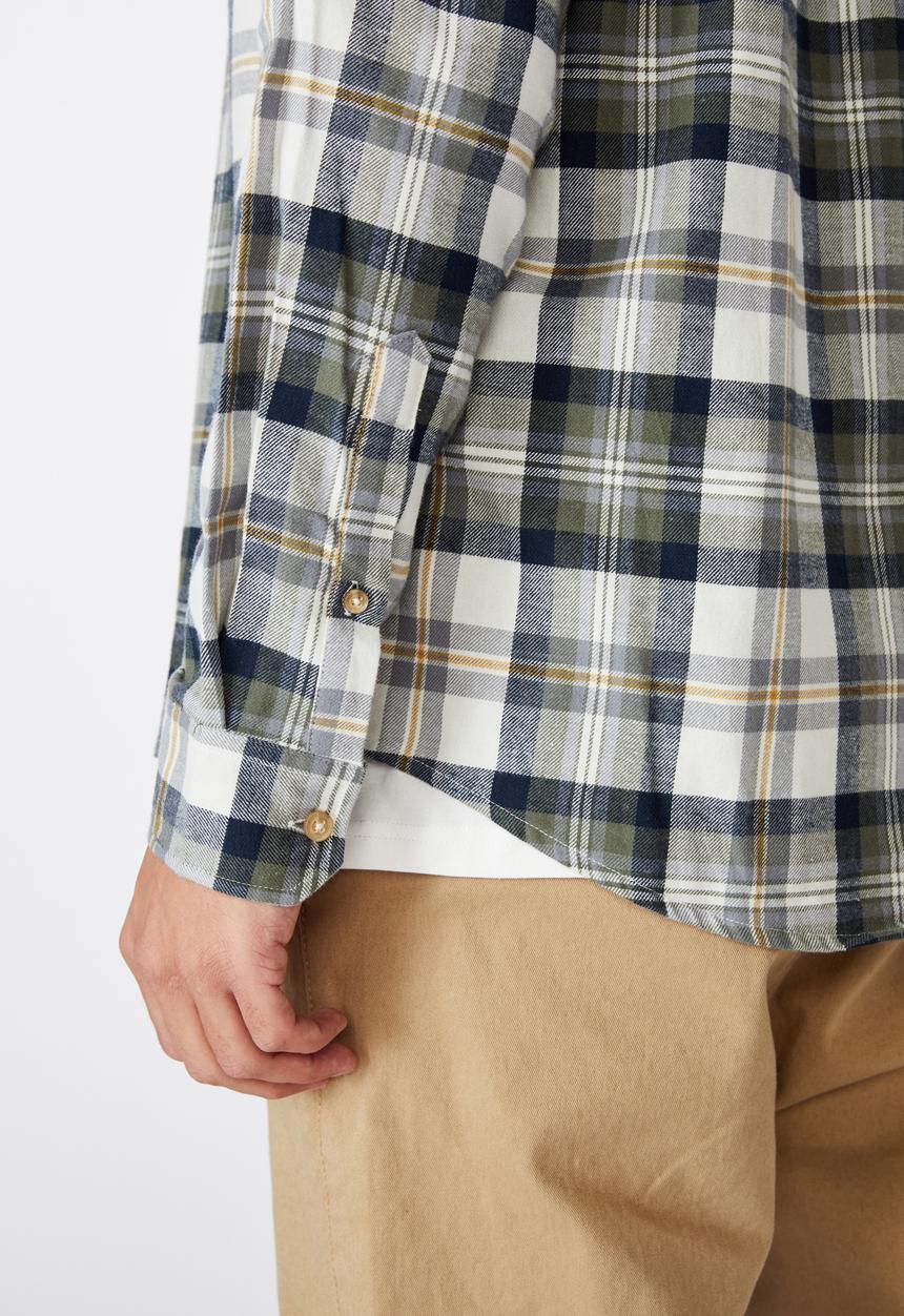Cotton On - Rugged long sleeve shirt - white khaki check