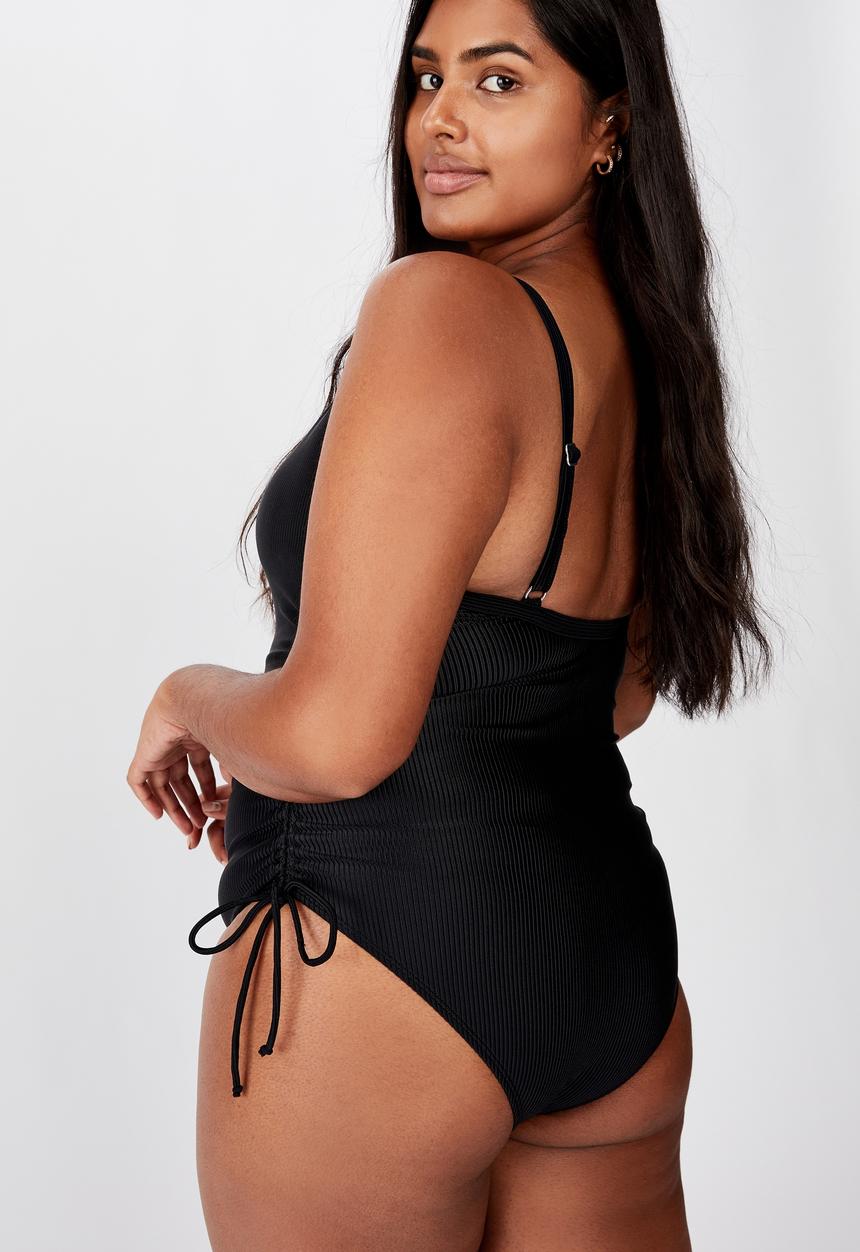 Cotton On - Curve straight neck gathered one piece full - black
