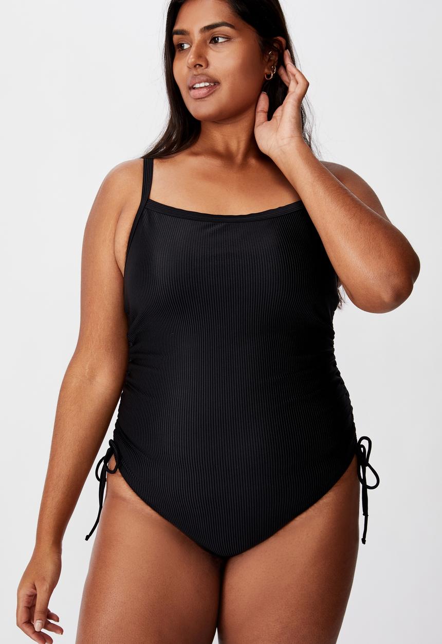 Cotton On - Curve straight neck gathered one piece full - black