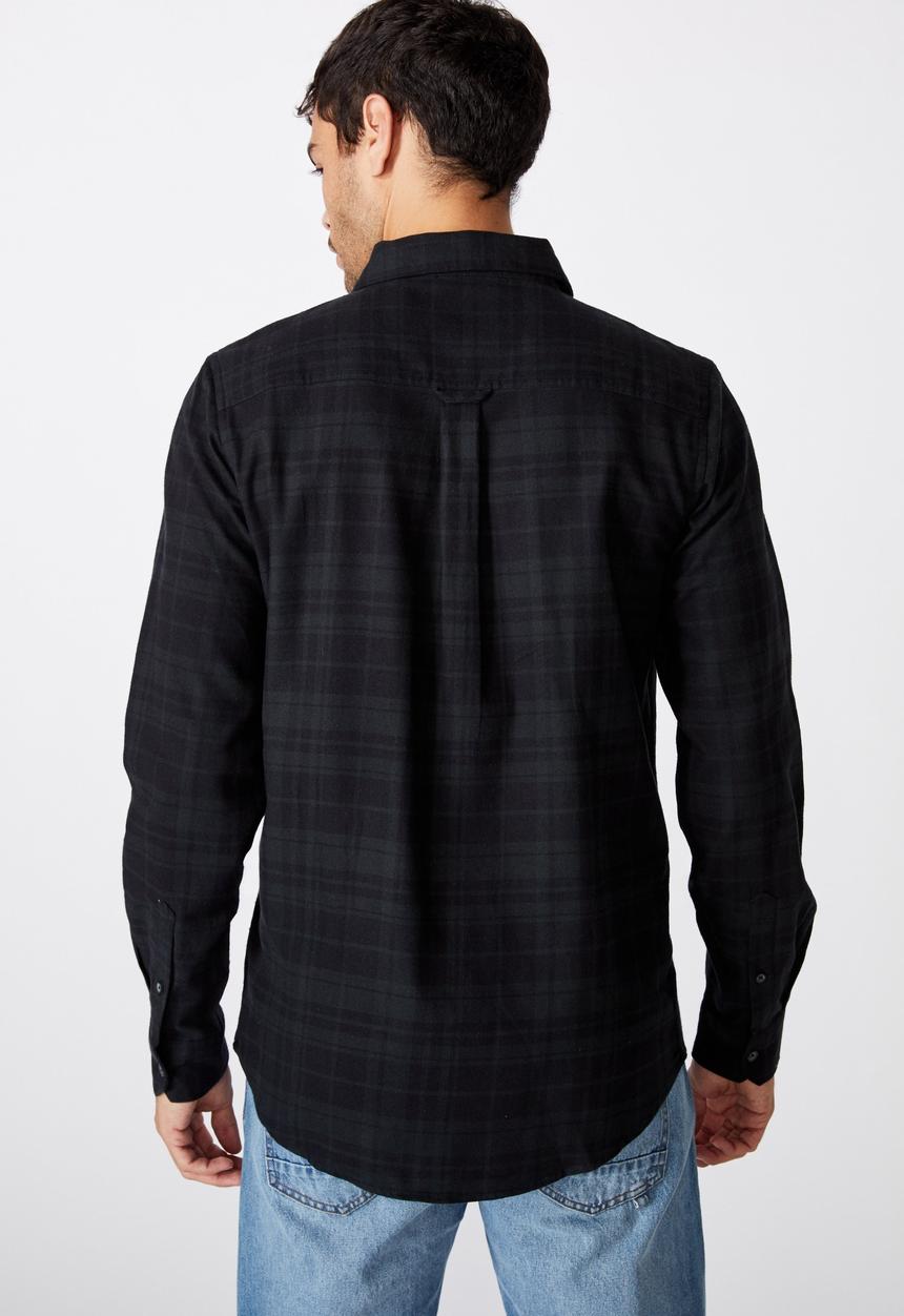 Cotton On - Rugged long sleeve shirt - black check