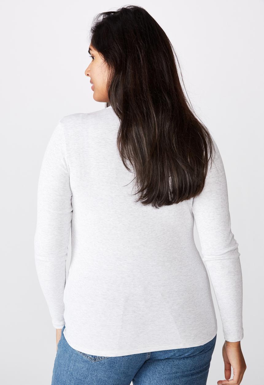 Cotton On - Curve the turn back long sleeve top - silver marle