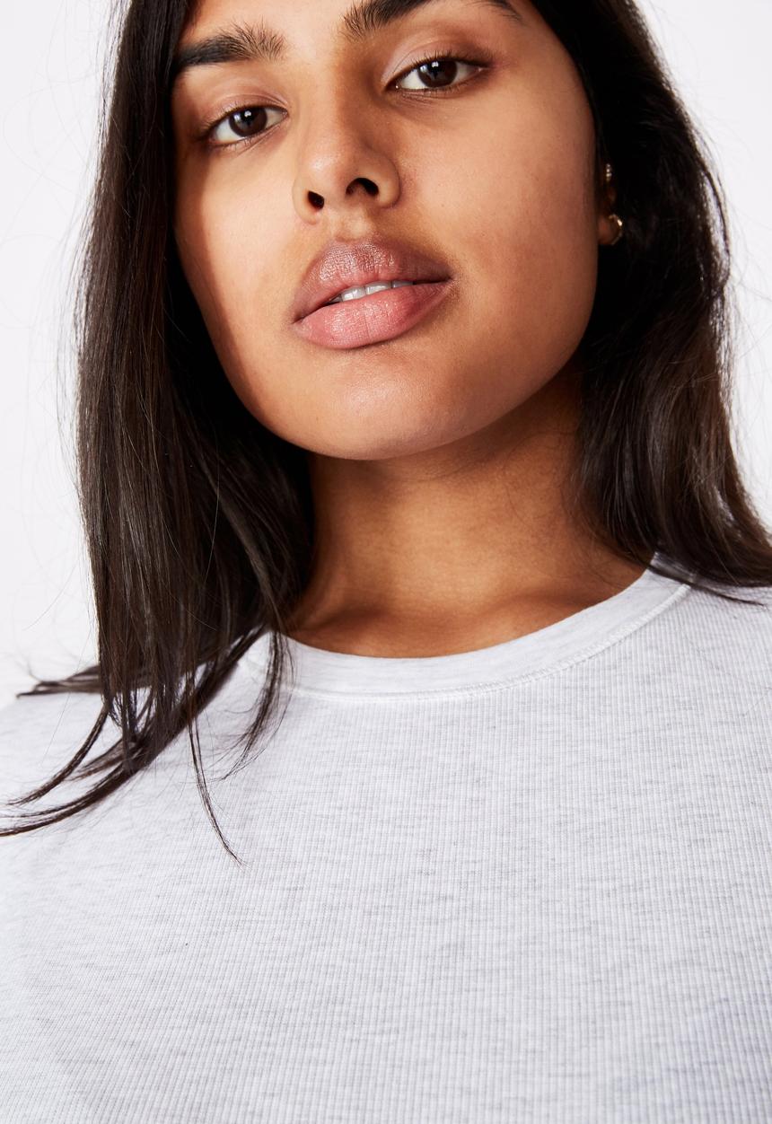 Cotton On - Curve the turn back long sleeve top - silver marle