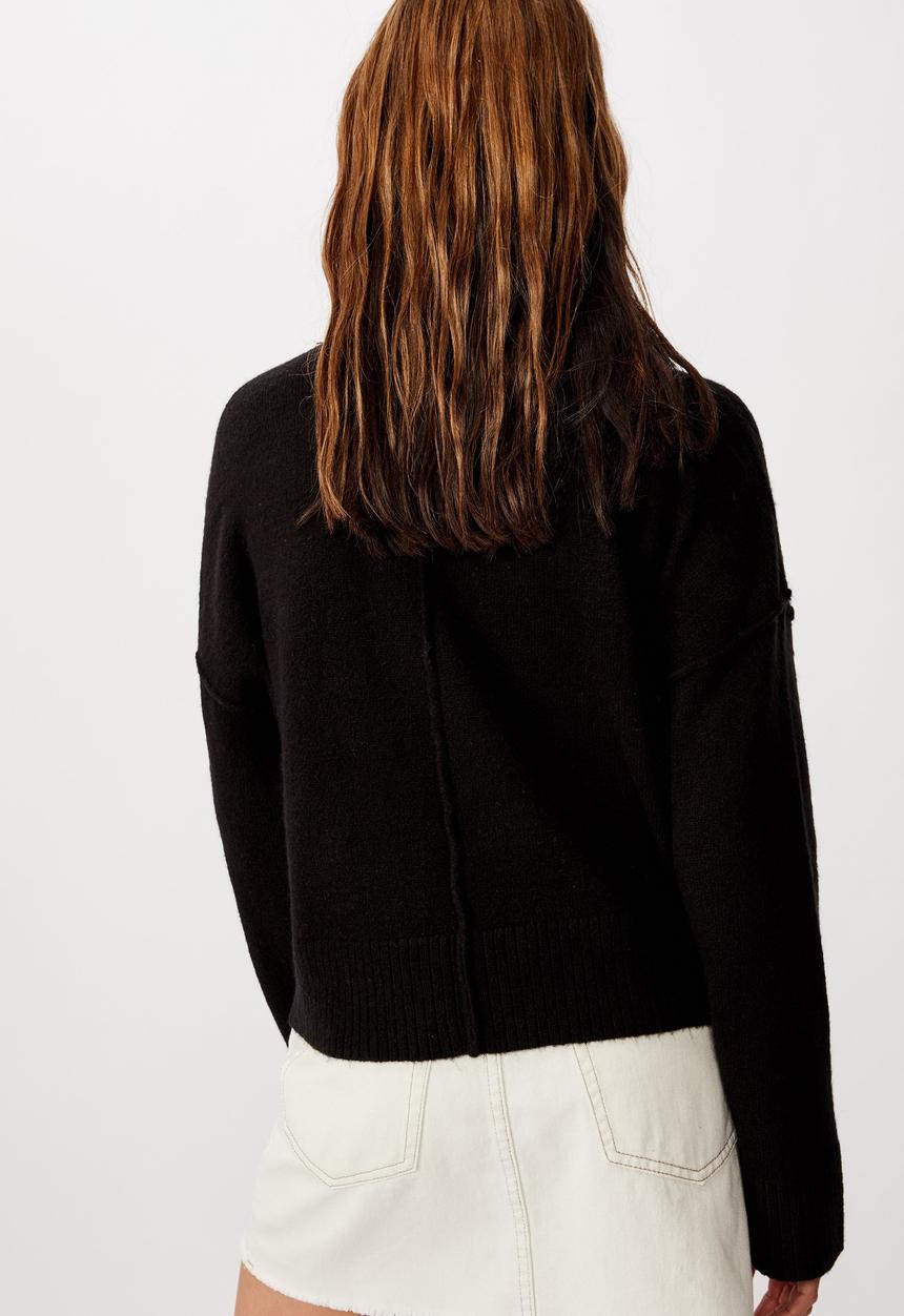 Cotton On - Side button pullover - black