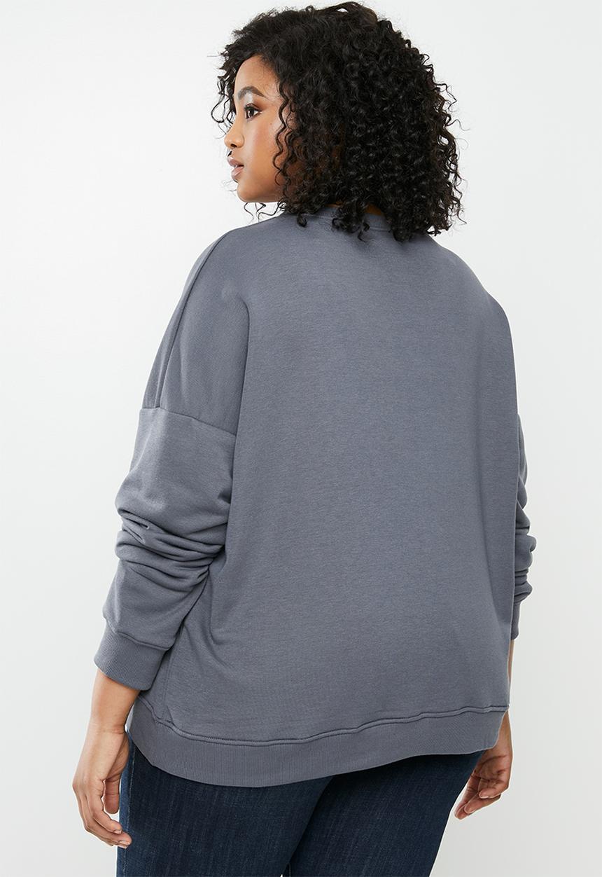 Missguided - Plus oversized notch neck sweatshirt - grey