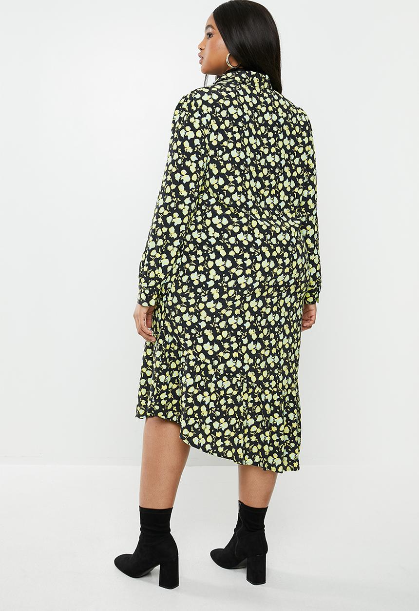 Glamorous - Plus mini wrap dress - green & black 