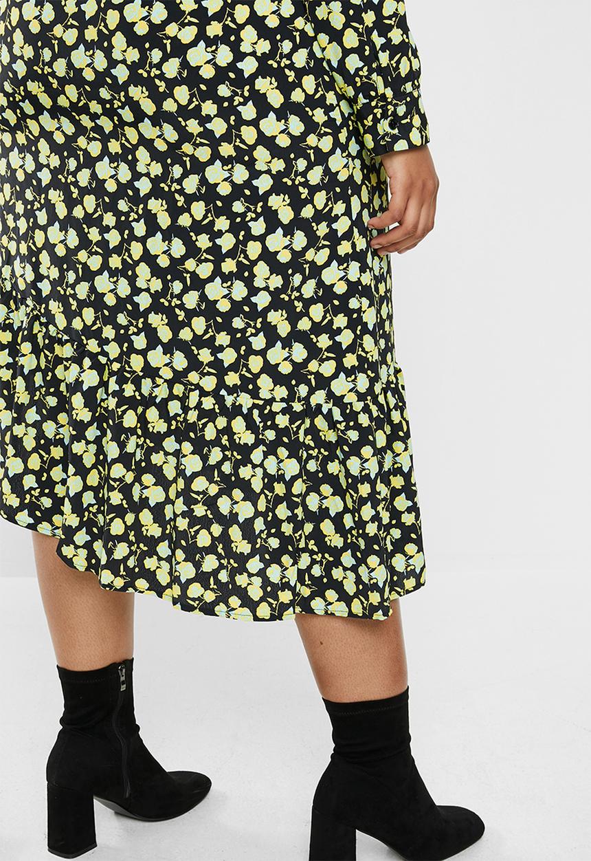 Glamorous - Plus mini wrap dress - green & black 