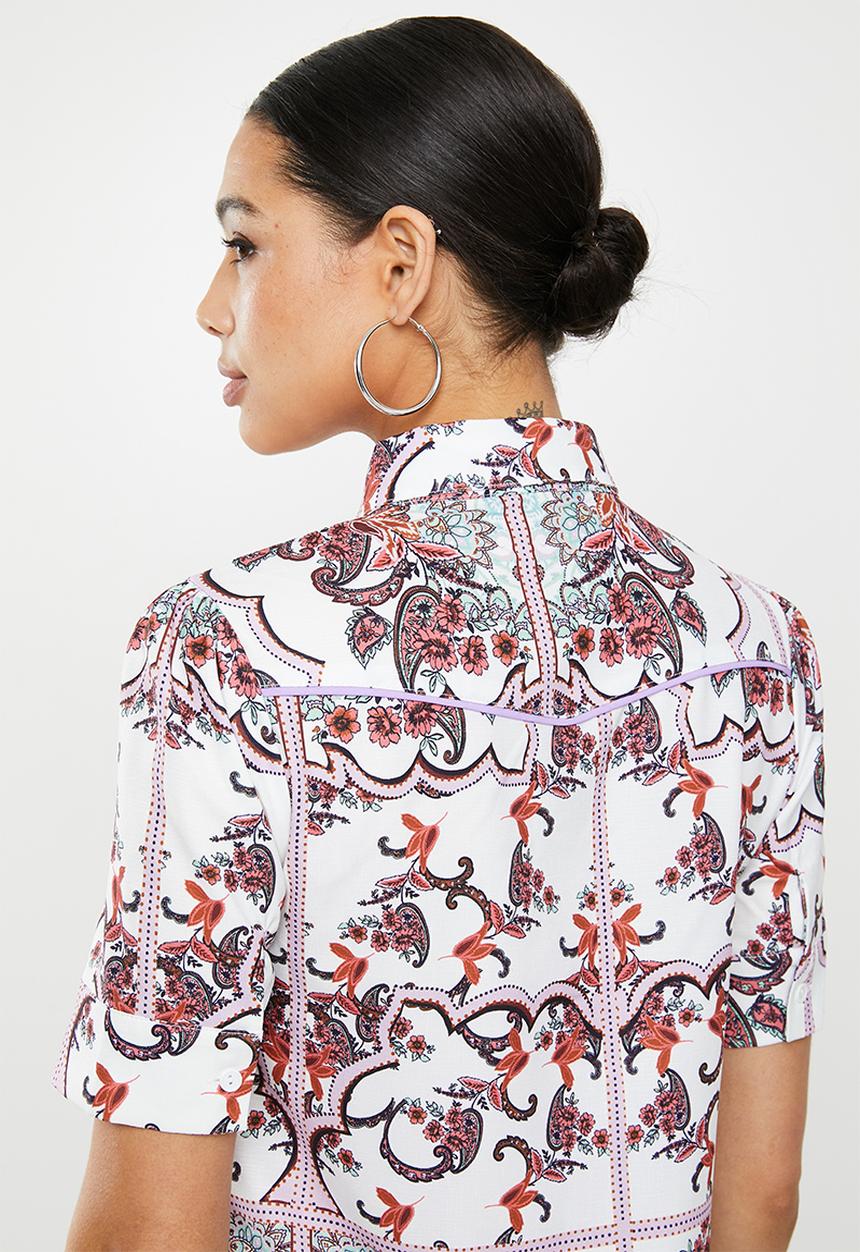 Glamorous - Puff sleeve paisley tunic - multi 