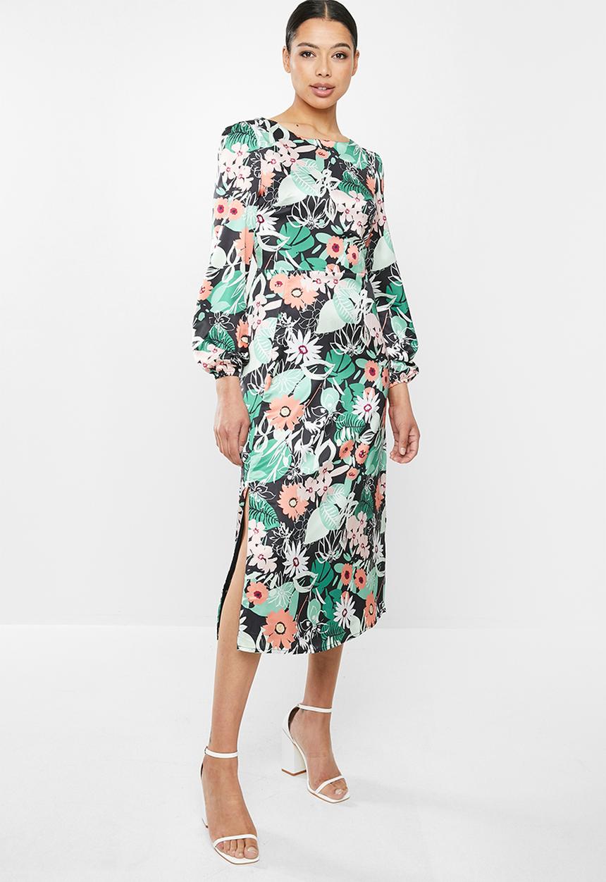 Glamorous - Long sleeve floral midi dress - multi 