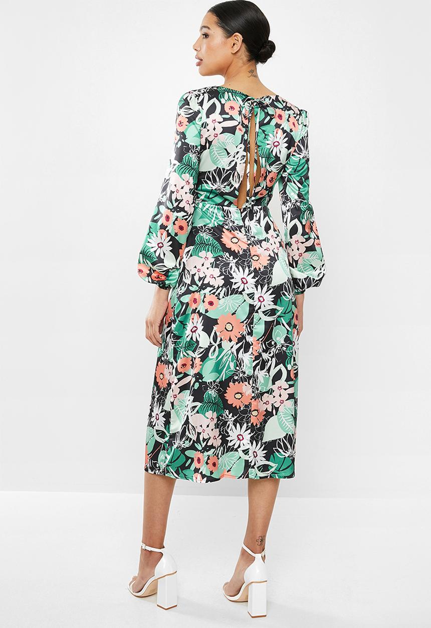 Glamorous - Long sleeve floral midi dress - multi 