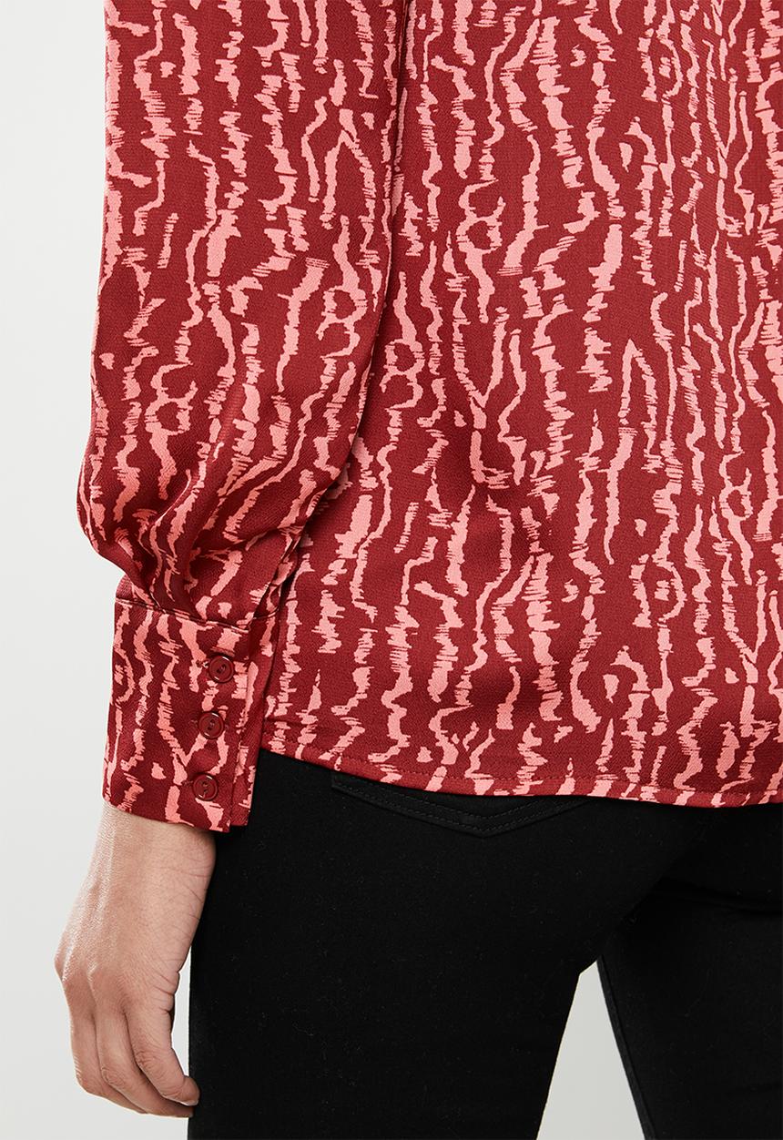 Glamorous - Claret abstract print shirt- red