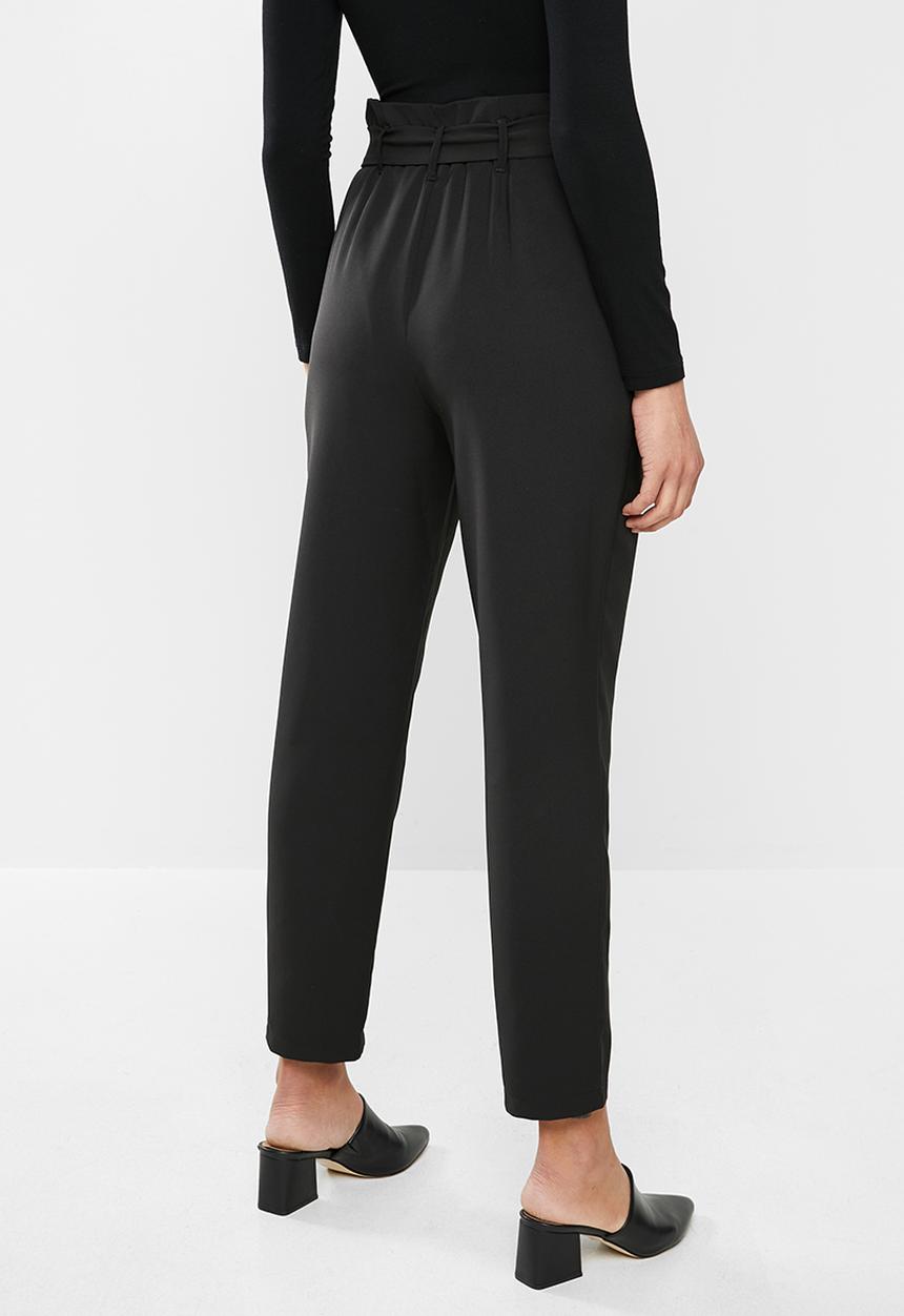 edit - Paperbag tapered pants - Black