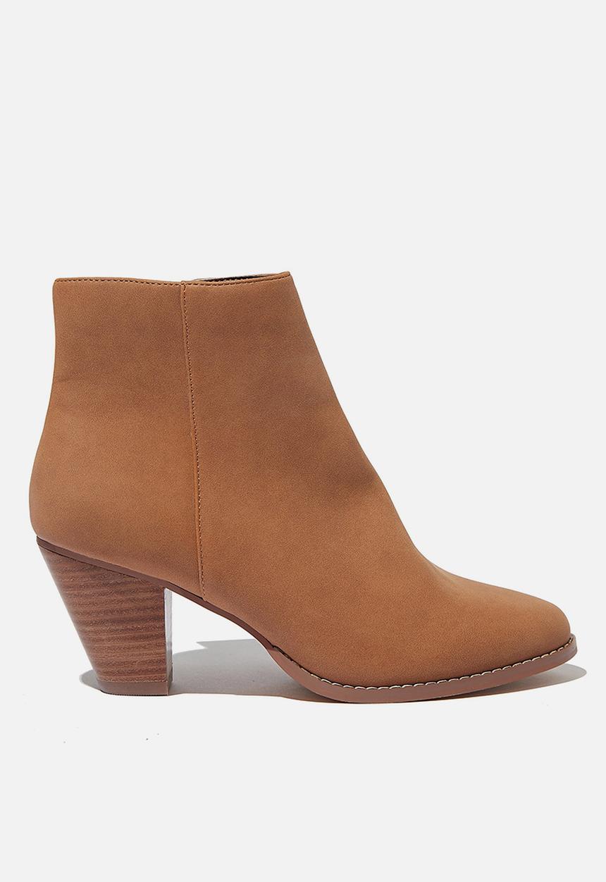 Cotton On - Isabelle heeled ankle boot - tan nubuck