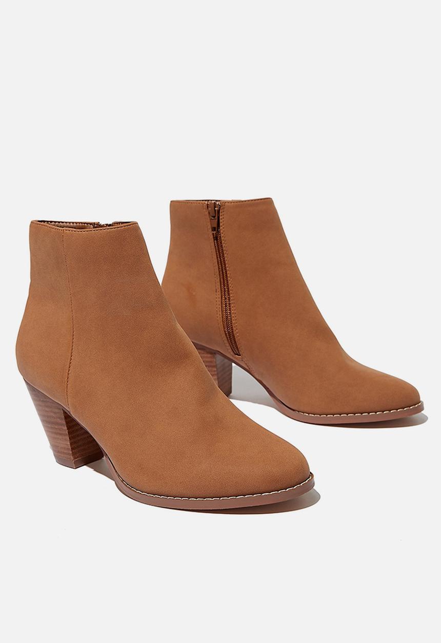 Cotton On - Isabelle heeled ankle boot - tan nubuck