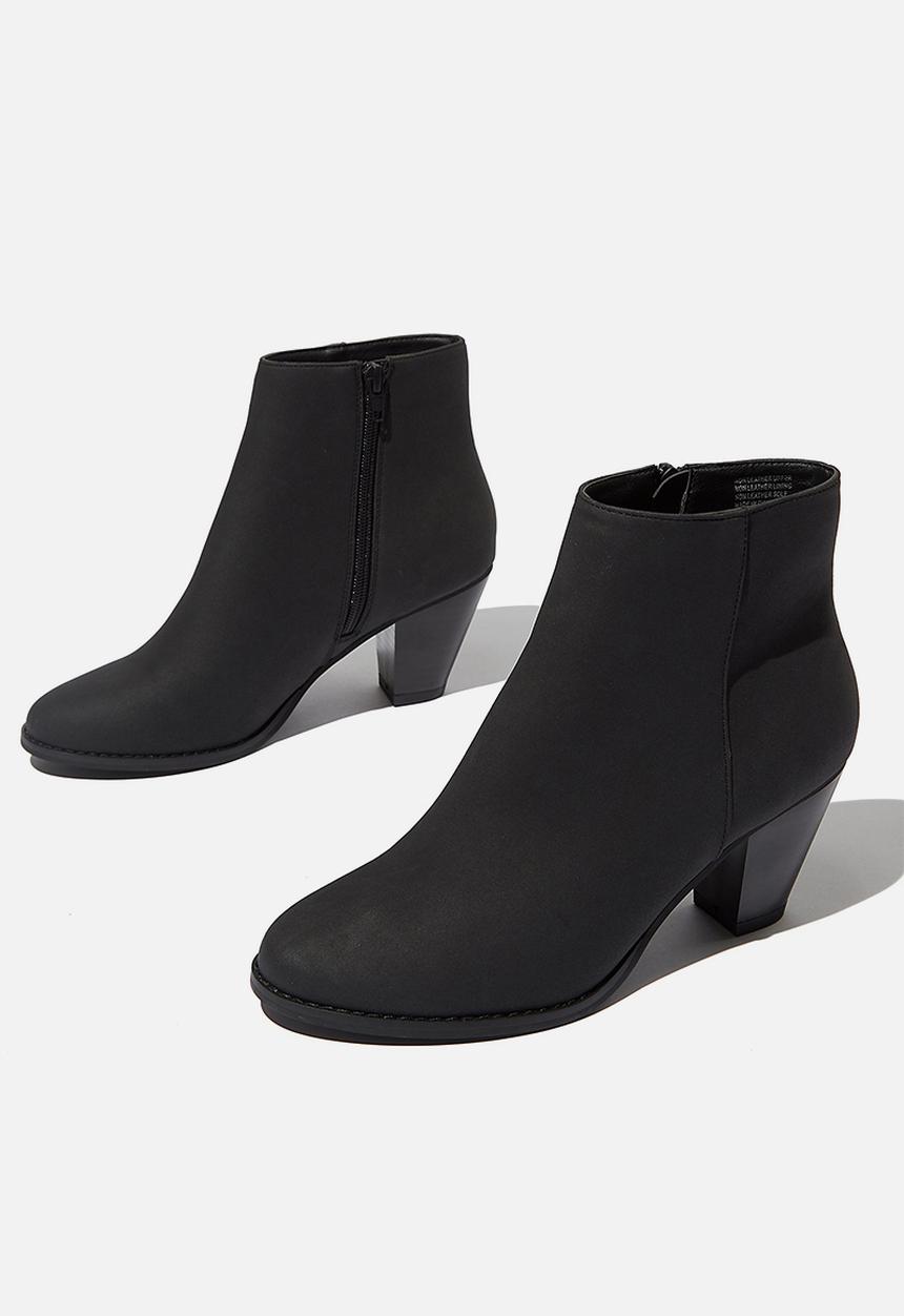 Cotton On - Isabelle heeled ankle boot - black nubuck