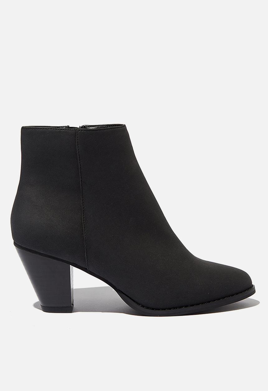 Cotton On - Isabelle heeled ankle boot - black nubuck