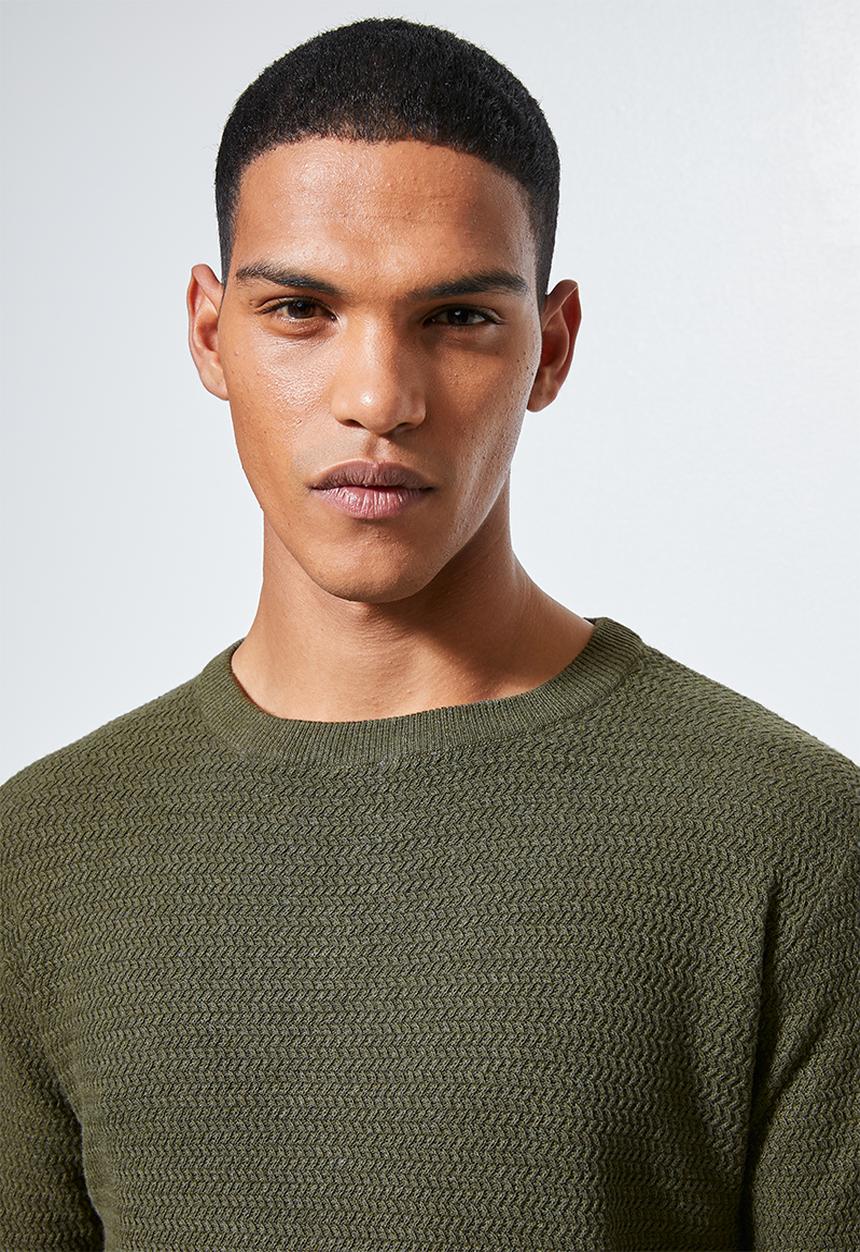 Superbalist - Chevron regular fit textured knit - olive