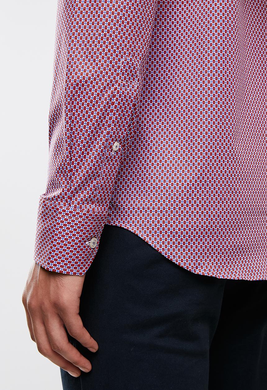 POLO - Mens James signature pattern long sleeve shirt - red & blue 