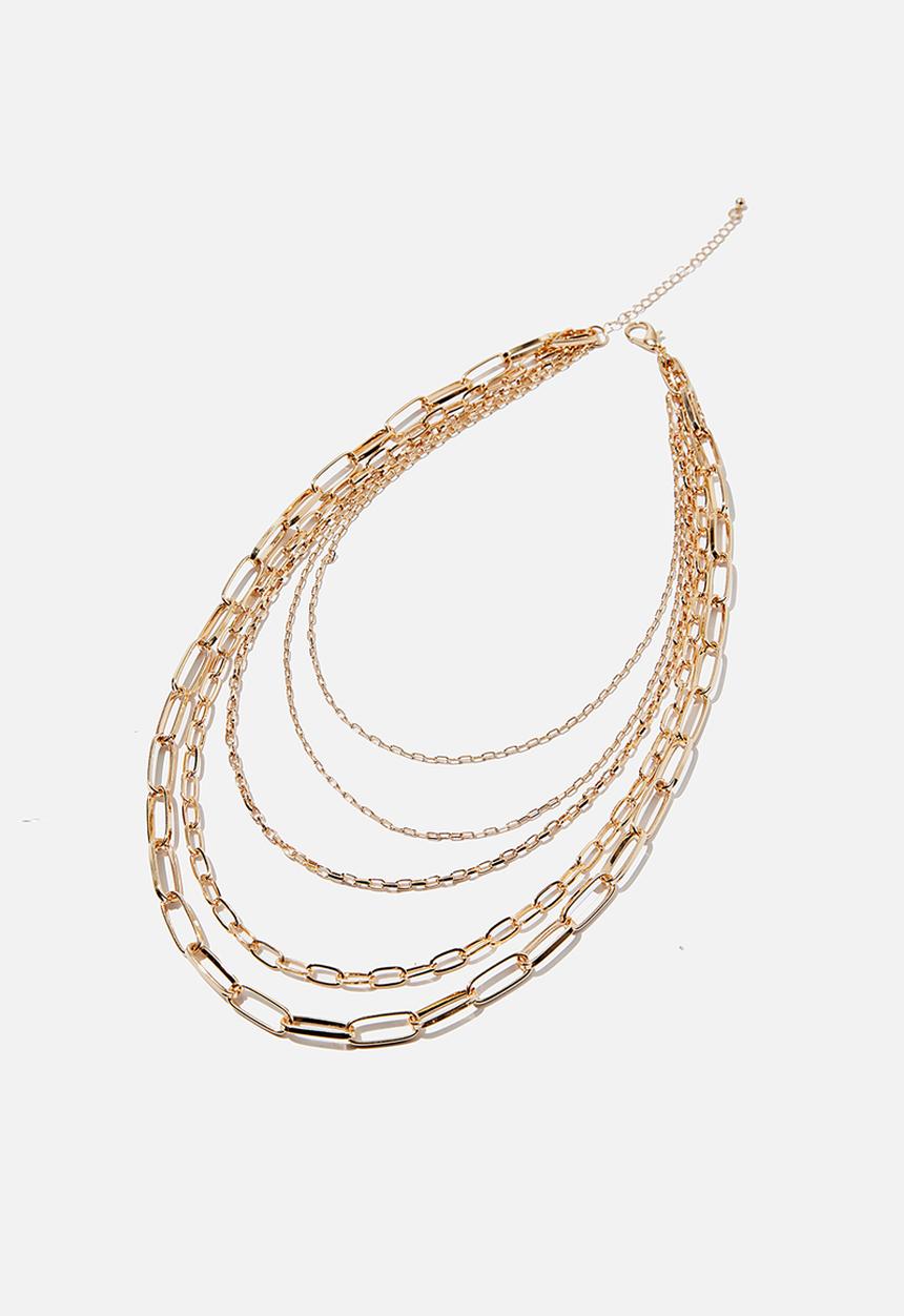 Rubi - Layered open links treasures necklace  - gold