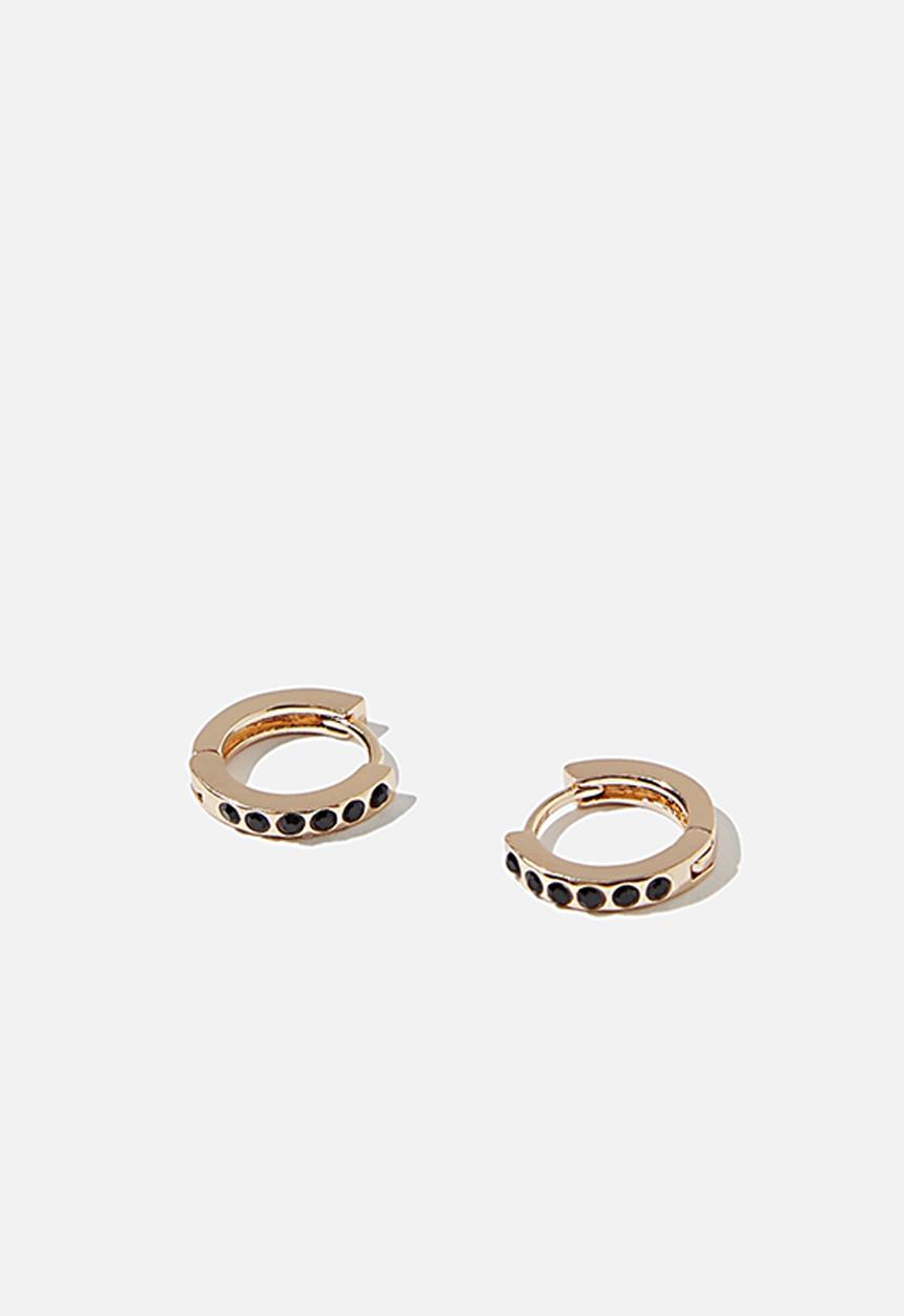 Rubi - Ear party huggie hoops  - gold & black 