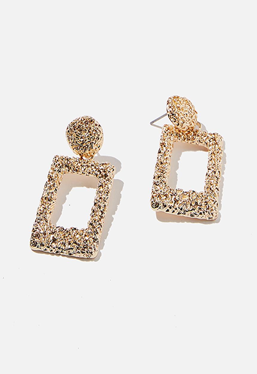Rubi - Molten treasures rectangle earrings - gold