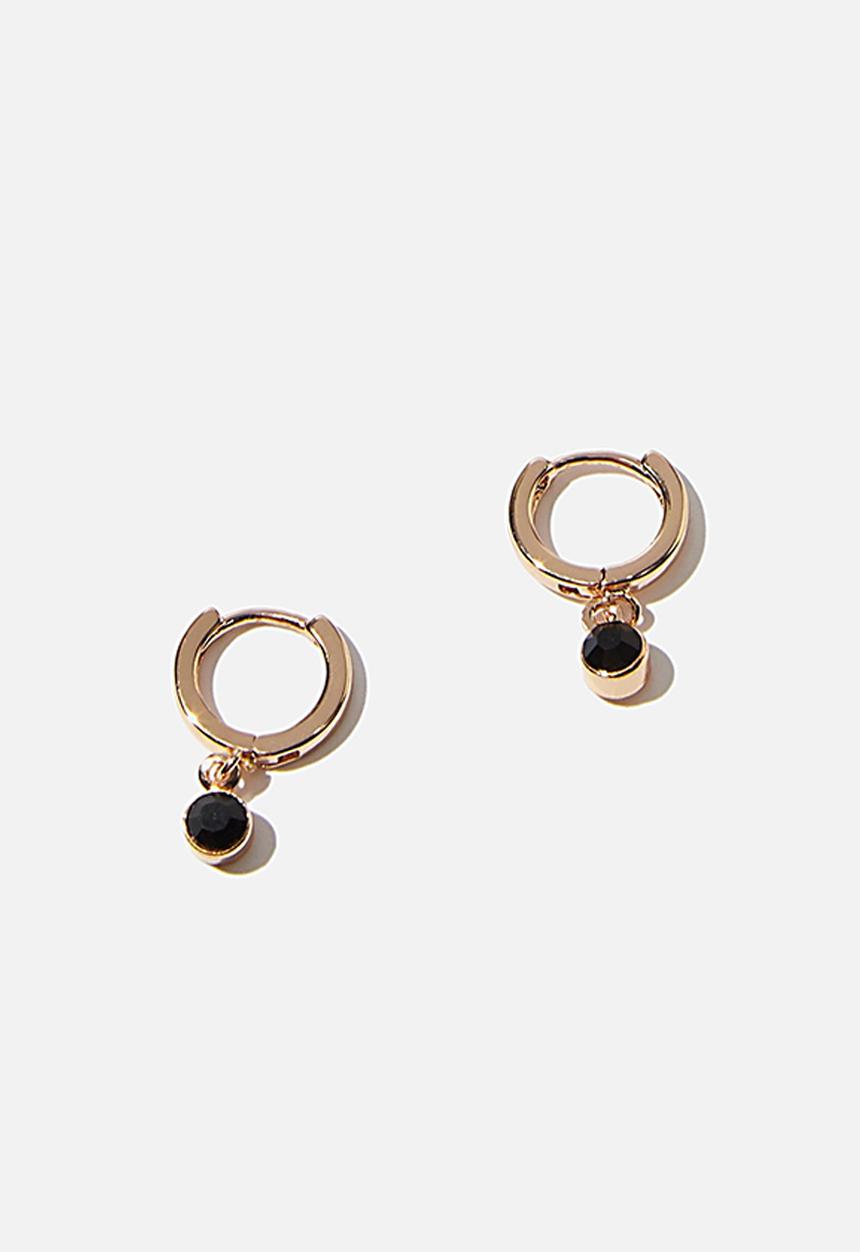 Rubi - Ear party huggie hoops  - gold & black