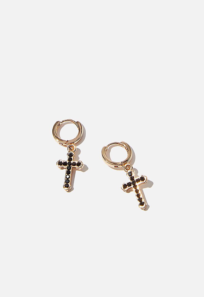 Rubi - Ear party huggie hoops  - gold & black