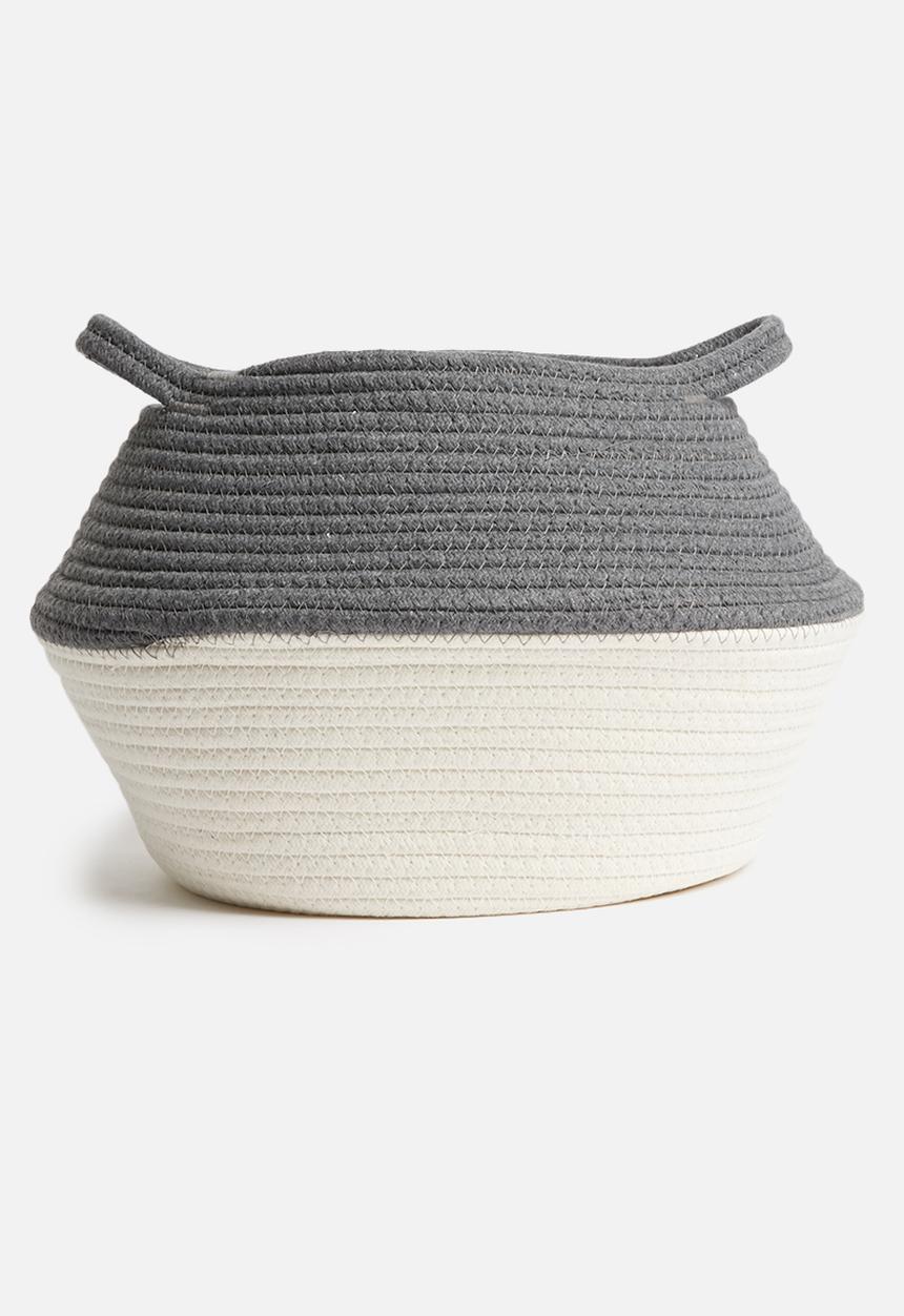 Sixth Floor - Cotton rope belly basket - grey & white