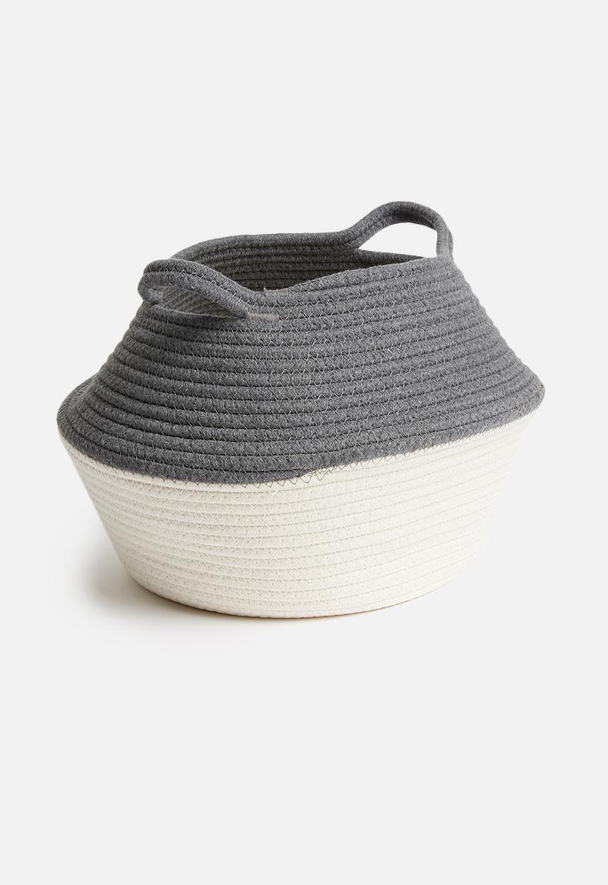 Sixth Floor - Cotton rope belly basket - grey & white