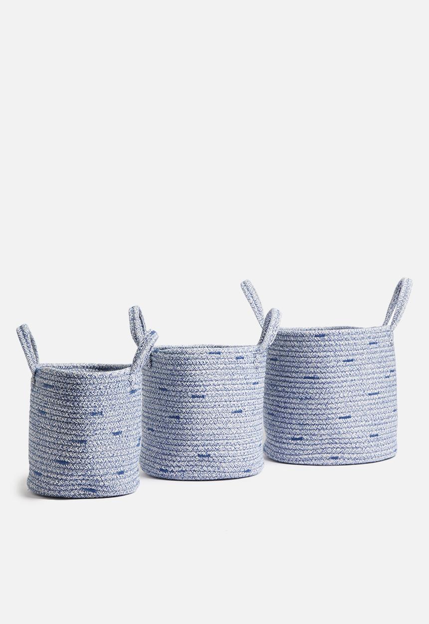 Sixth Floor - Cotton rope basket set of 3 - blue